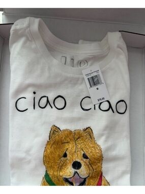 New! UP Unfortunate Portrait x Bloomingdales White 'ciao ciao' Dog Graphic Tee